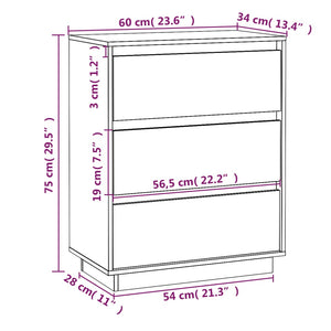 Credenza Marrone Miele 60x34x75 cm in Legno Massello di Pino cod mxl 16343