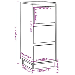 Credenza 32x34x75 cm in Legno Massello di Pino 813365