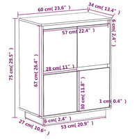 Credenza 60x34x75 cm in Legno Massello di Pino cod mxl 66506