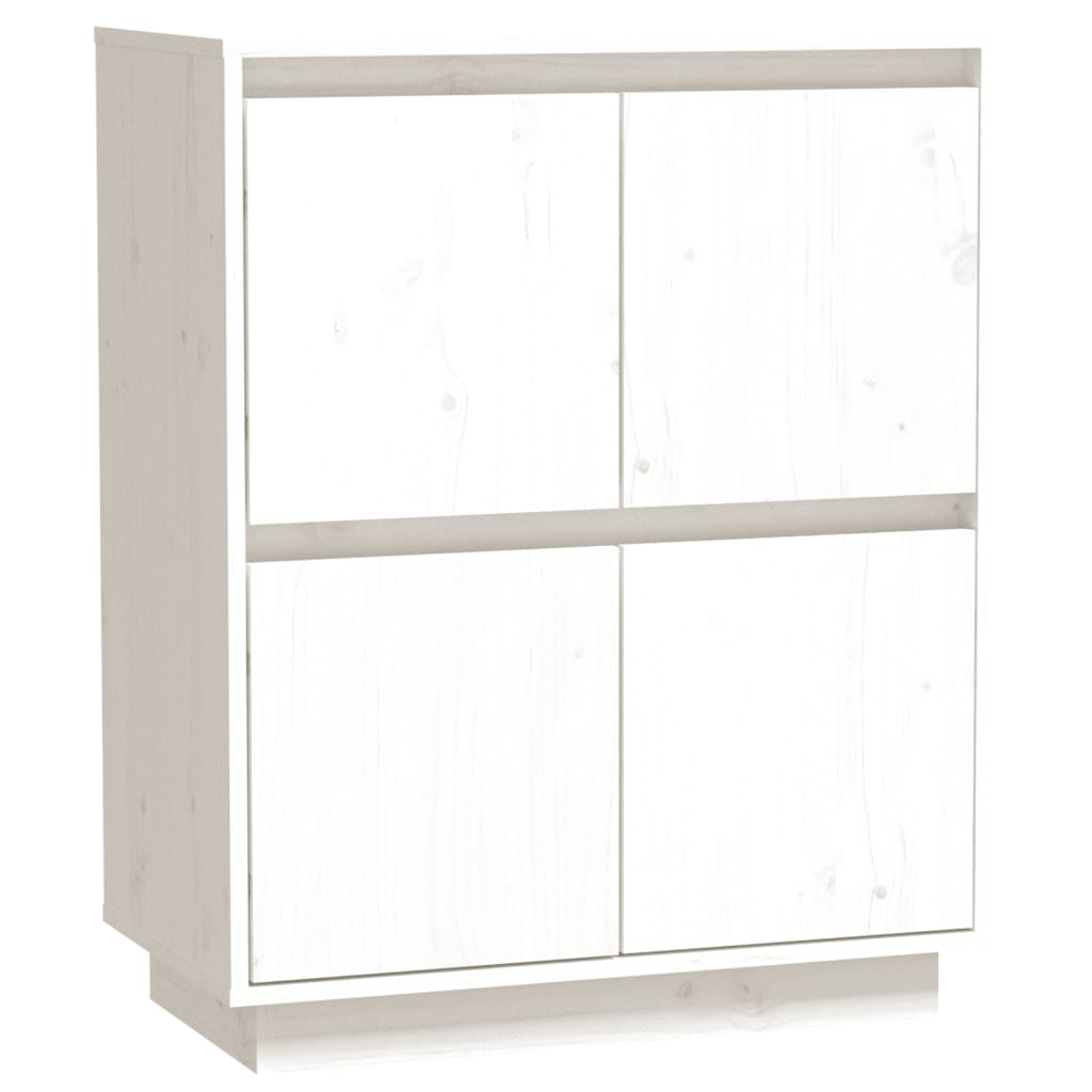 Credenza Bianca 60x34x75 cm in Legno Massello di Pino 813376