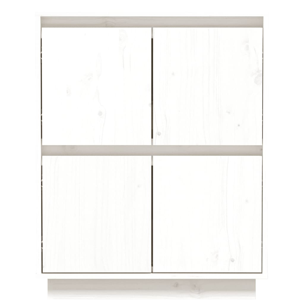 Credenza Bianca 60x34x75 cm in Legno Massello di Pino 813376