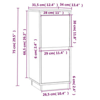 Credenza Bianca 31,5x34x75 cm in Legno Massello di Pino cod mxl 8956