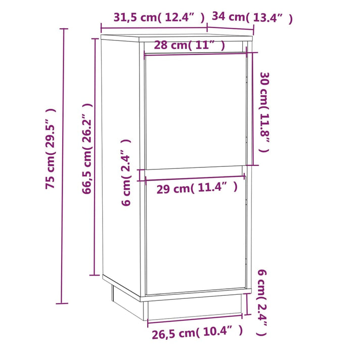 Credenza Bianca 31,5x34x75 cm in Legno Massello di Pino cod mxl 8956