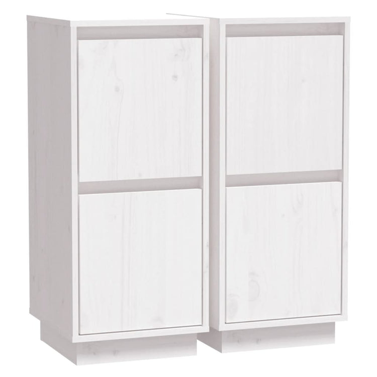 Credenze 2 pz Bianco 31,5x34x75 cm in Legno Massello di Pino