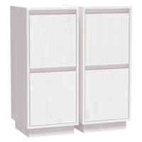 Credenze 2 pz Bianco 31,5x34x75 cm in Legno Massello di Pino 813383