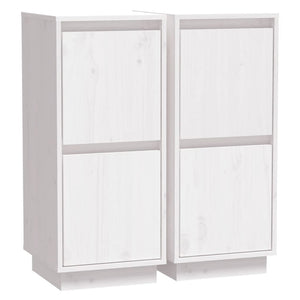 Credenze 2 pz Bianco 31,5x34x75 cm in Legno Massello di Pino 813383