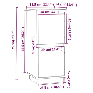 Credenze 2 pz Bianco 31,5x34x75 cm in Legno Massello di Pino