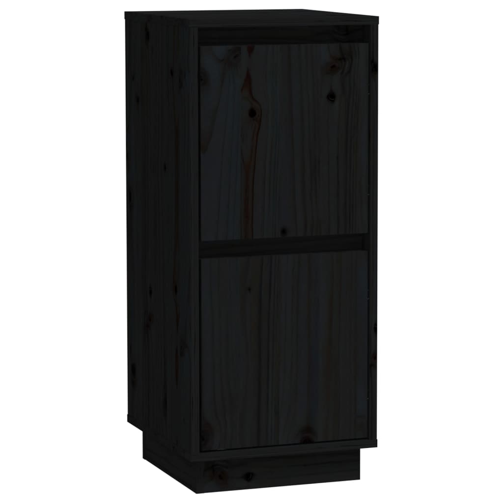 Credenze 2 pz Nero 31,5x34x75 cm in Legno Massello di Pino 813389