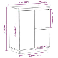 Credenza 60x34x75 cm in Legno Massello di Pino cod mxl 15386