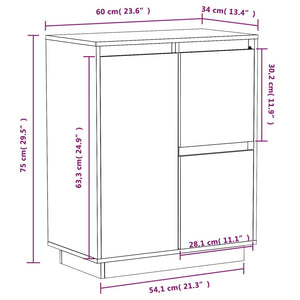 Credenza 60x34x75 cm in Legno Massello di Pino cod mxl 15386