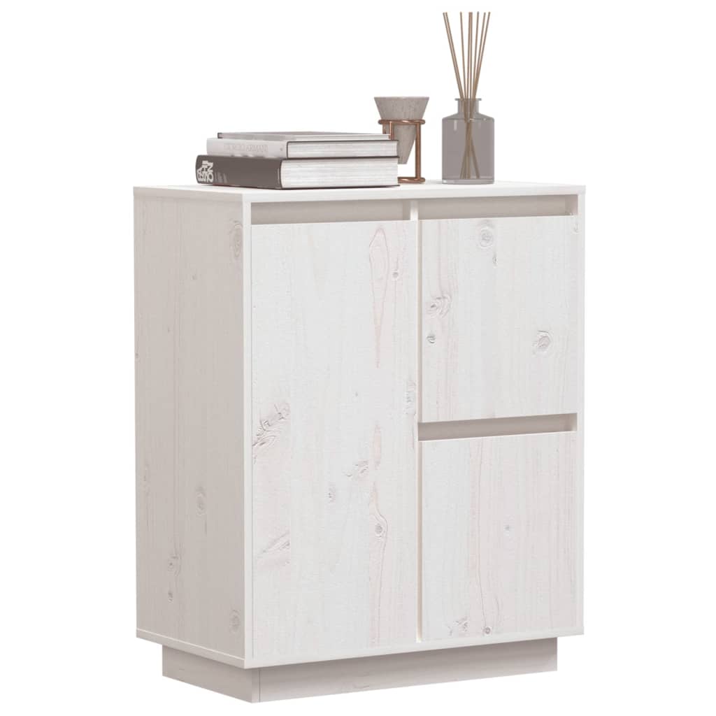 Credenza Bianca 60x34x75 cm in Legno Massello di Pino