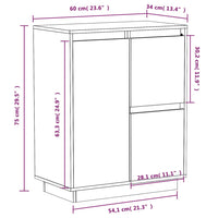 Credenza Bianca 60x34x75 cm in Legno Massello di Pino