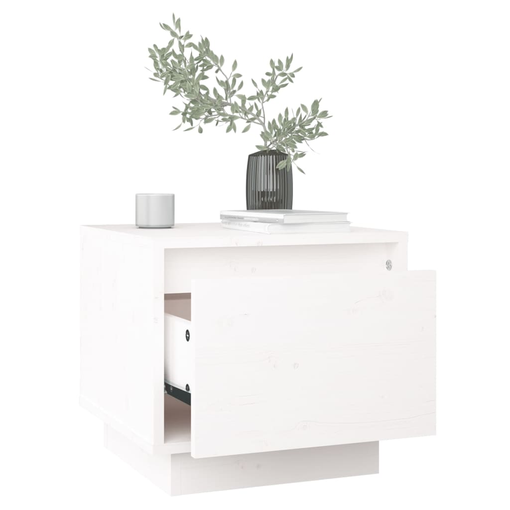 Comodino Bianco 35x34x32 cm in Legno Massello di Pino cod mxl 31050