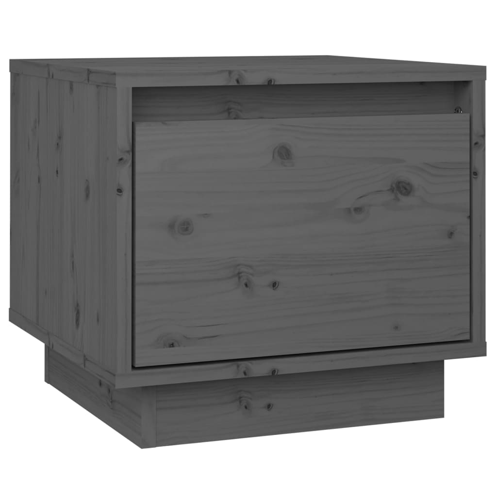 Comodini 2 pz Grigi 35x34x32 cm in Legno Massello di Pino cod mxl 41995