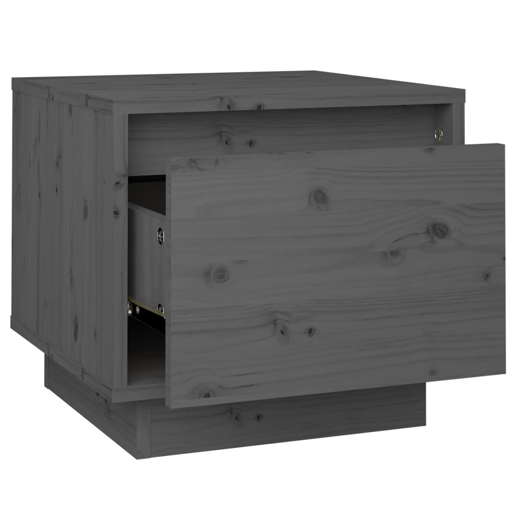 Comodini 2 pz Grigi 35x34x32 cm in Legno Massello di Pino cod mxl 41995