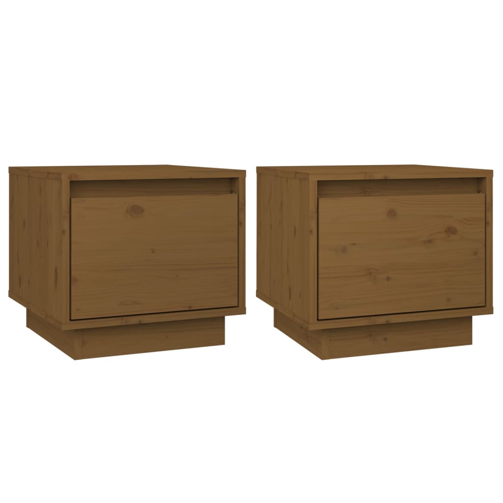 Comodini 2 pz Miele 35x34x32 cm in Legno Massello di Pino cod mxl 30506