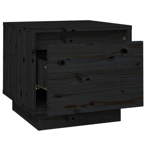 Comodino Nero 35x34x32 cm in Legno Massello di Pino cod mxl 30298