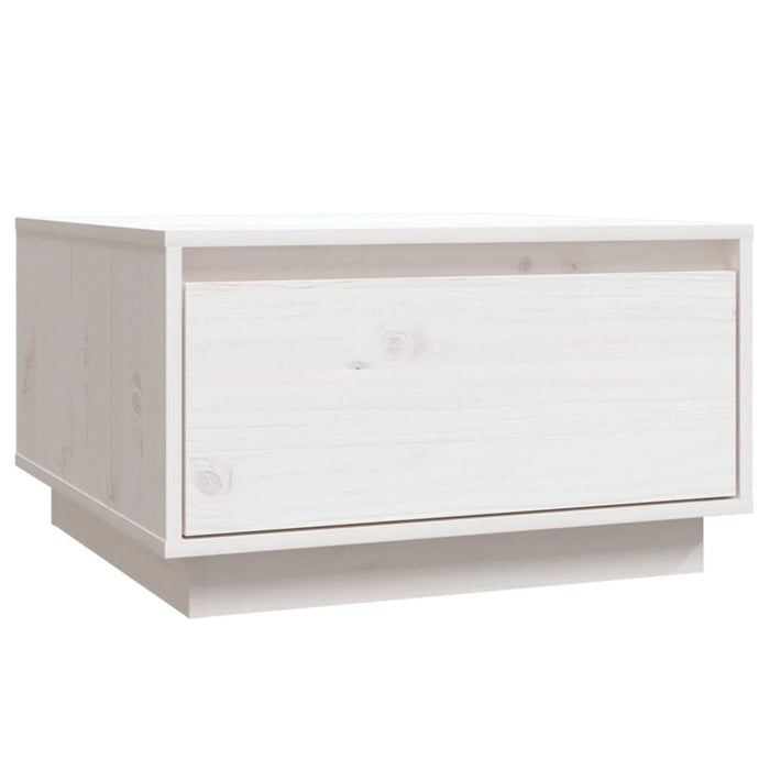 Tavolino da Salotto Bianco 55x56x32 cm Legno Massello di Pino