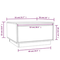 Tavolino da Salotto Grigio 55x56x32 cm Legno Massello di Pino cod mxl 29751