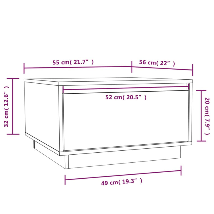 Tavolino da Salotto Miele 55x56x32 cm Legno Massello di Pino