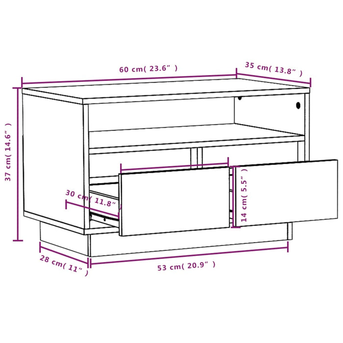 Mobile Porta TV 60x35x37 cm in Legno Massello di Pino cod mxl 25405