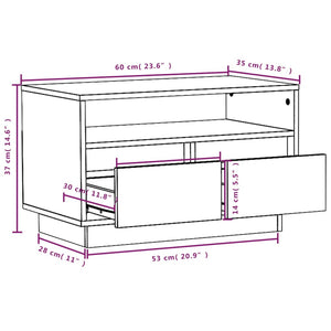 Mobile Porta TV Grigio 60x35x37 cm in Legno Massello di Pino