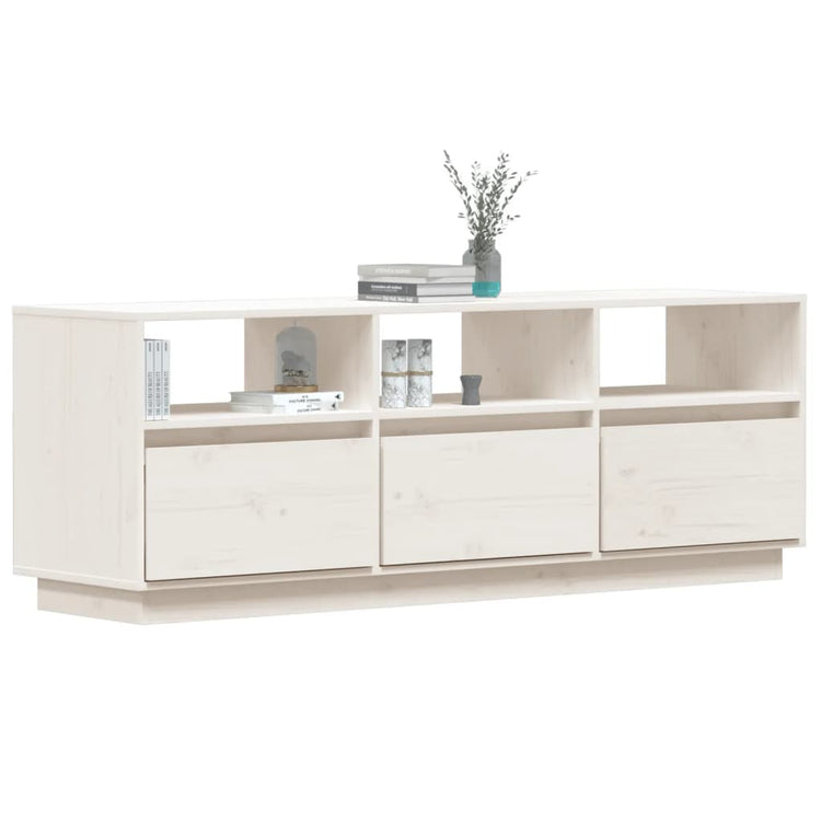 Mobile Porta TV Bianco 140x37x50 cm in Legno Massello di Pino cod mxl 14836