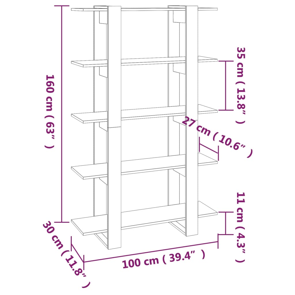 Libreria/Divisorio Bianco Lucido 100x30x160 cm