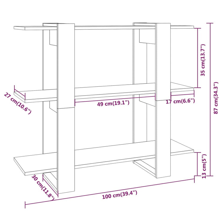 Libreria/Divisorio Nero 100x30x87 cm