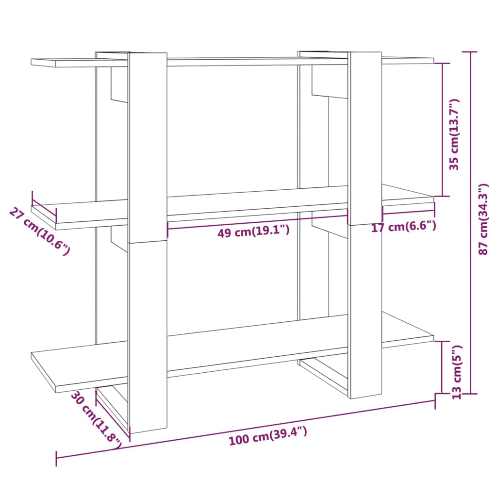 Libreria/Divisorio Rovere Sonoma 100x30x87 cm cod mxl 23447