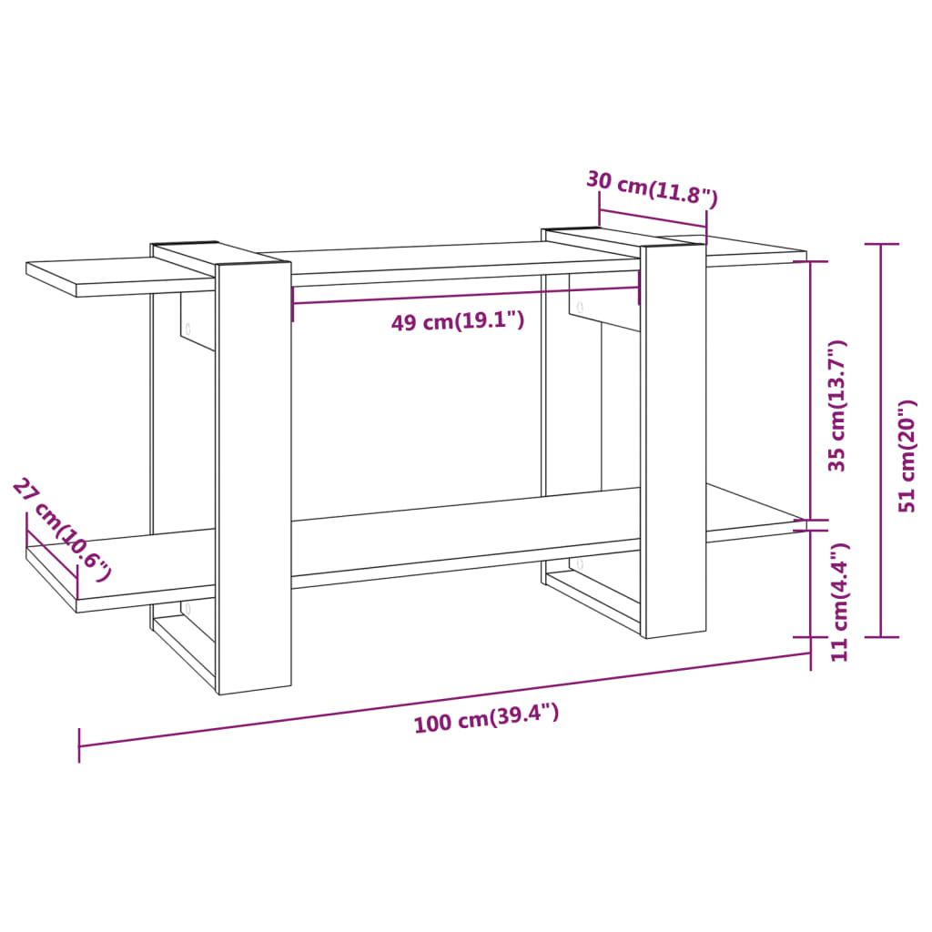 Libreria Bianco Lucido 100x30x51 cm in Legno Multistrato