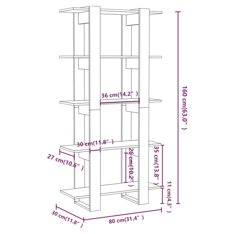 Libreria/Divisorio Bianco 80x30x160 cm in Legno Multistrato cod mxl 19086