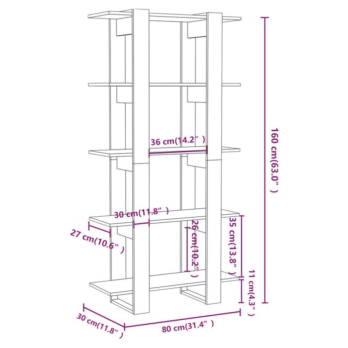 Libreria/Divisorio Grigio Cemento 80x30x160 cm in Truciolato 811569