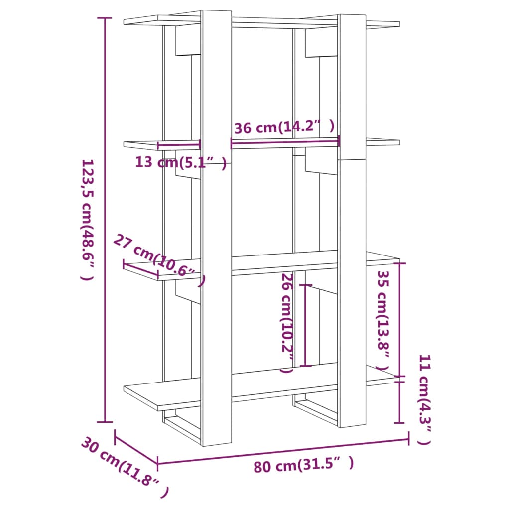 Libreria/Divisorio Bianco 80x30x123,5 cm 811574