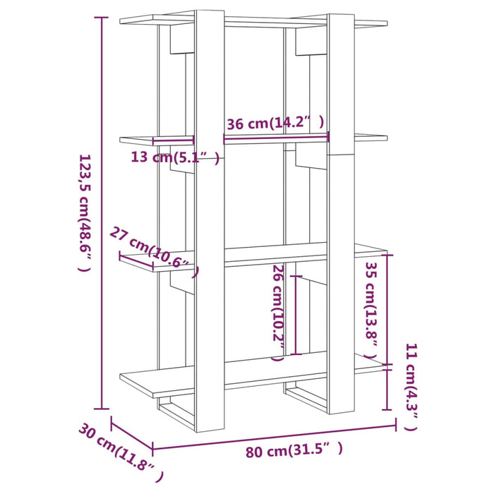 Libreria/Divisorio Rovere Sonoma 80x30x123,5 cm 811577