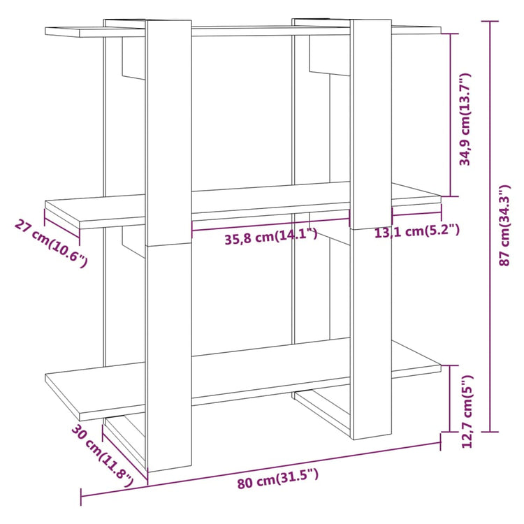 Libreria/Divisorio Nero 80x30x87 cm