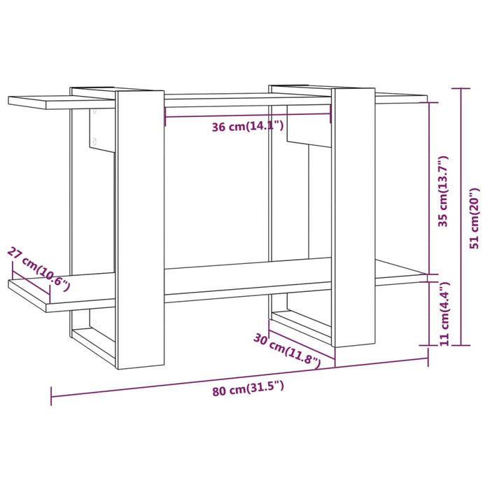 Libreria/Divisorio Grigio Cemento 80x30x51 cm