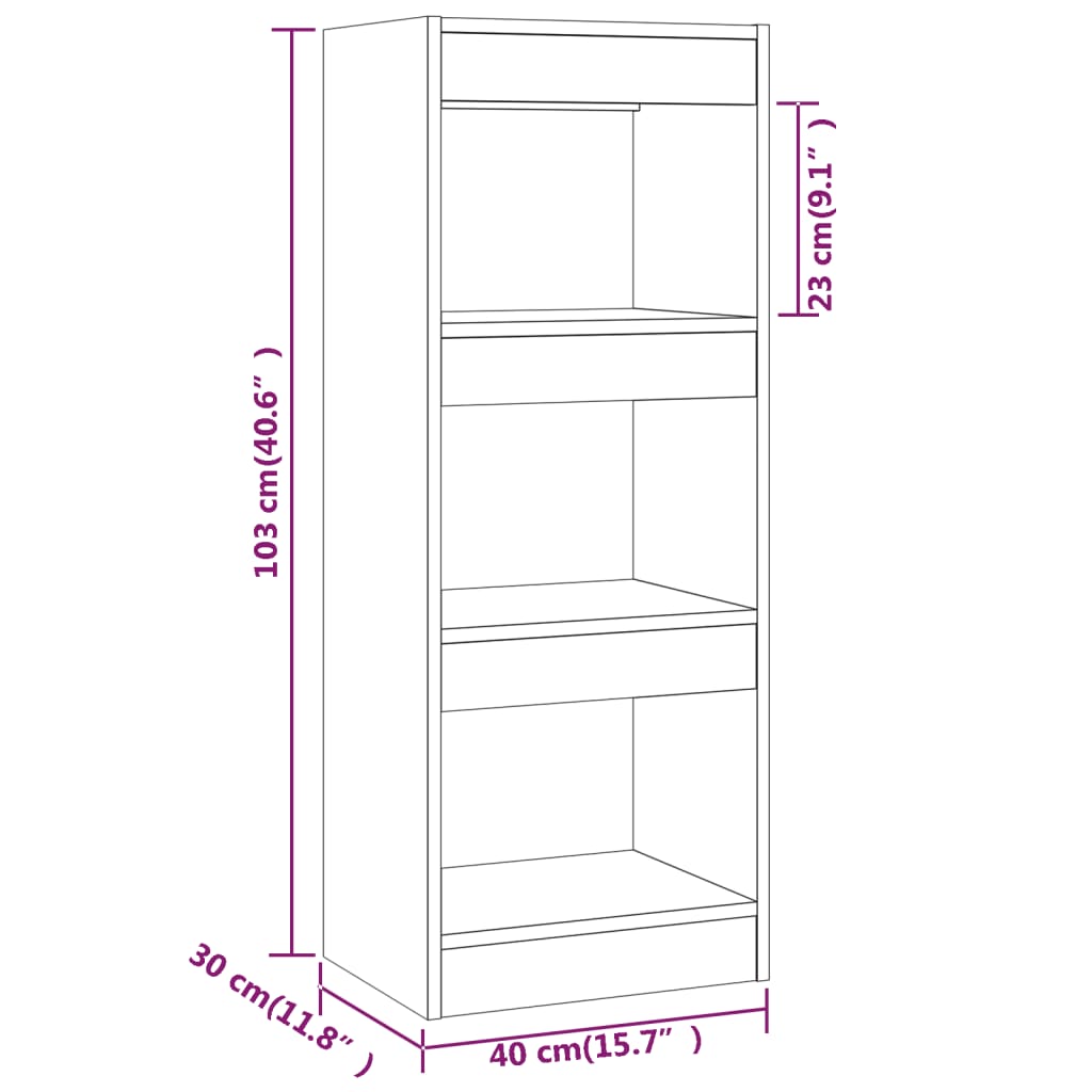 Libreria/Divisorio Grigio Cemento 40x30x103 cm in Truciolato