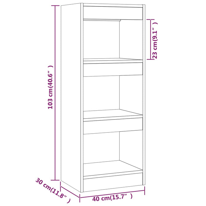 Libreria/Divisorio Grigio Cemento 40x30x103 cm in Truciolato