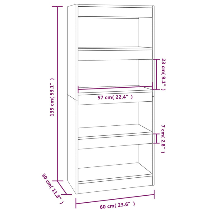 Libreria/Divisorio Bianco 60x30x135 cm in Legno Multistrato