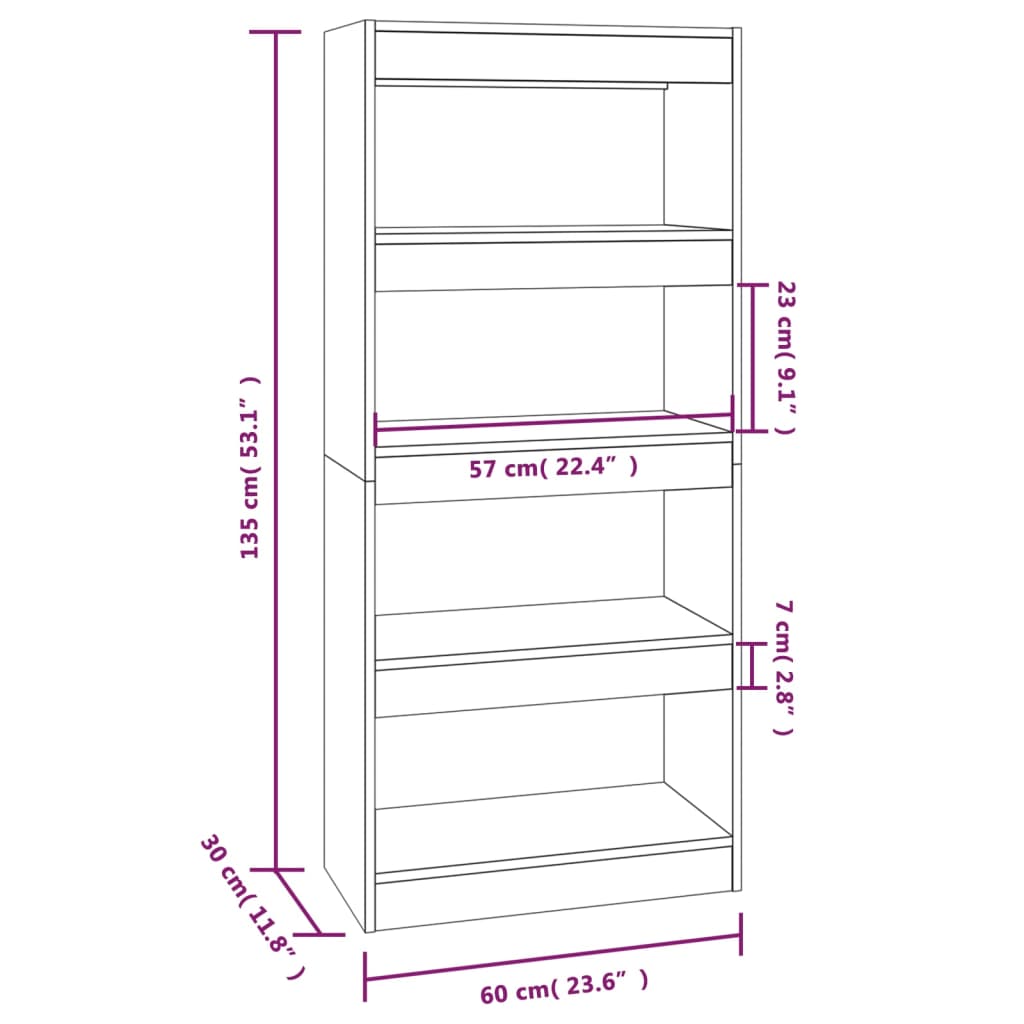 Libreria/Divisorio Nero 60x30x135 cm in Legno Multistrato cod mxl 12599