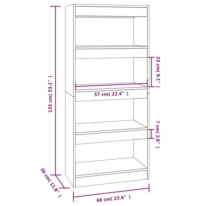 Libreria/Divisorio Nero 60x30x135 cm in Legno Multistrato cod mxl 12599