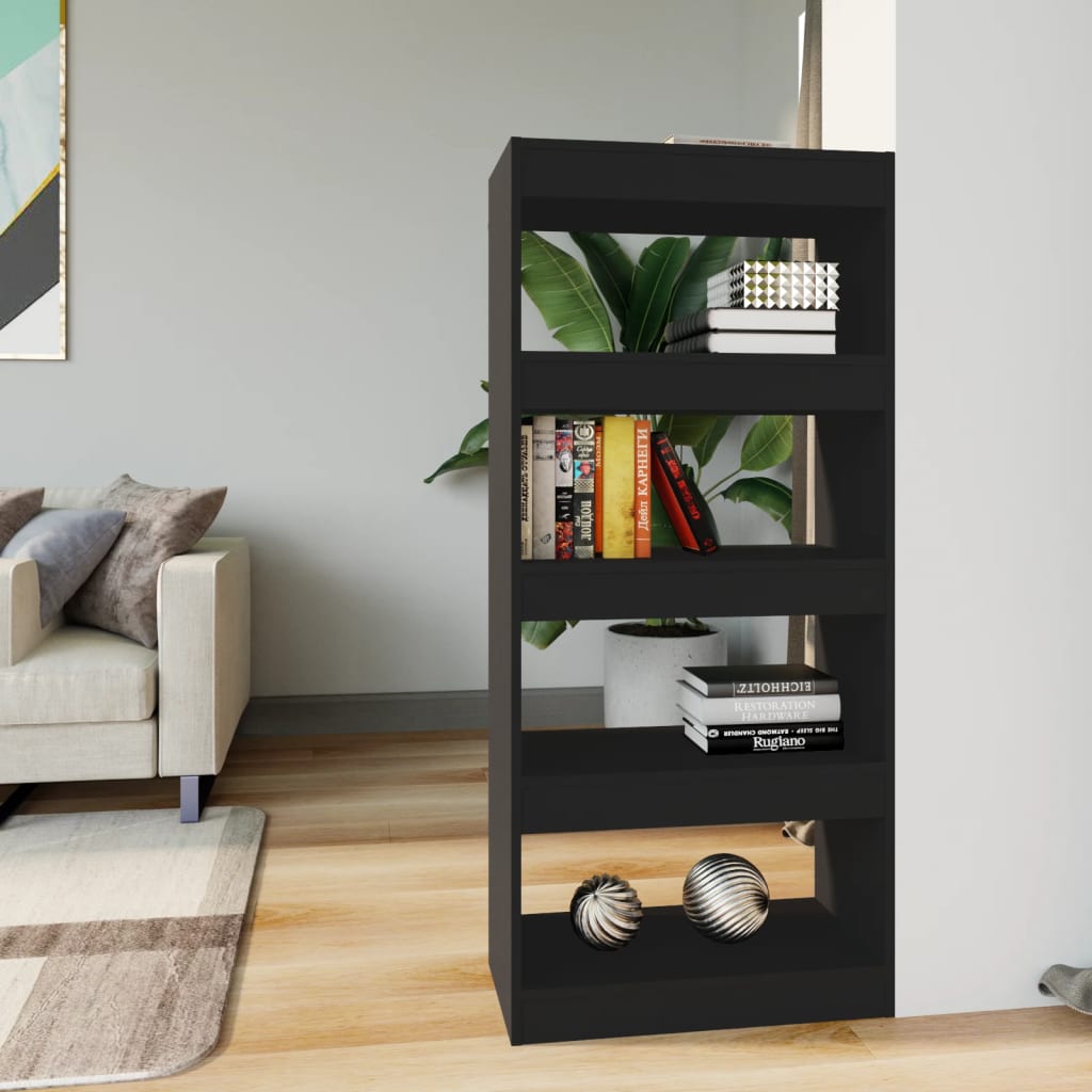 Libreria/Divisorio Nero 60x30x135 cm in Legno Multistrato 811665