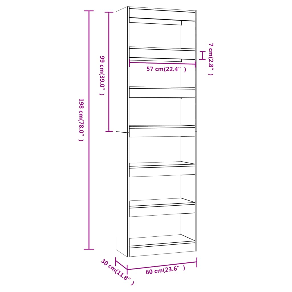 Libreria/Divisorio Grigio Cemento 60x30x198 cm cod mxl 25484