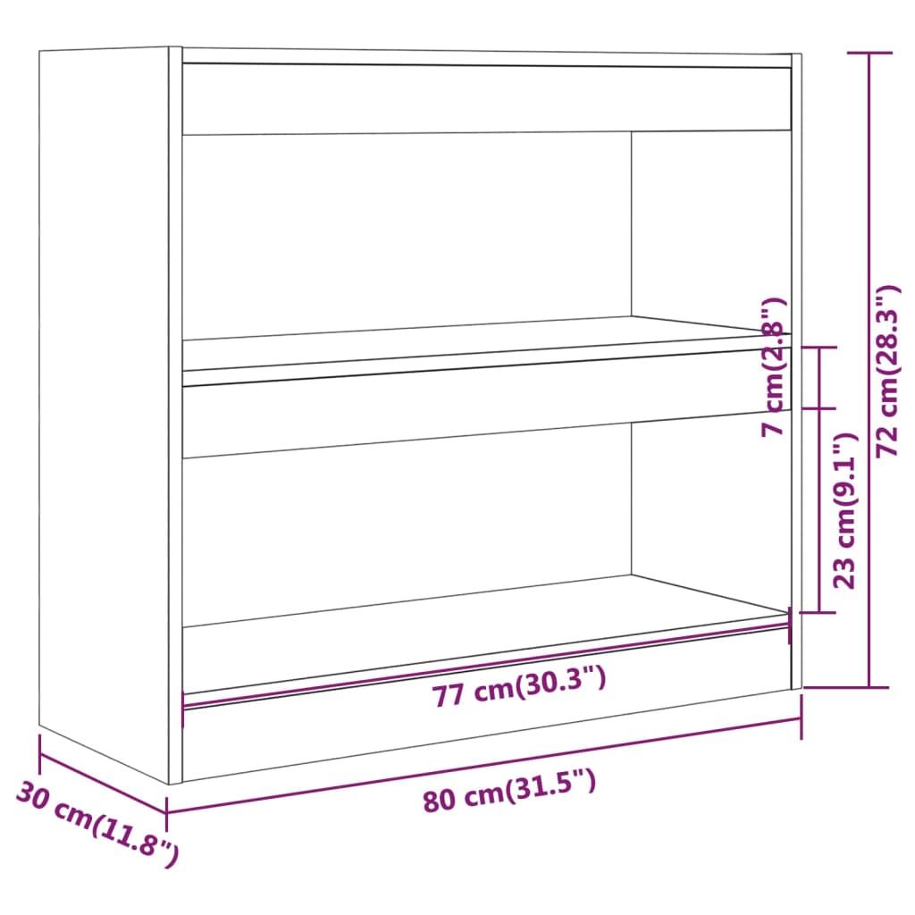 Libreria/Divisorio Nero 80x30x72 cm 811692