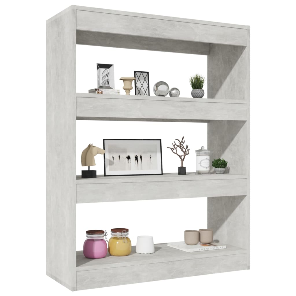 Libreria/Divisorio Grigio Cemento 80x30x103cm Legno Multistrato