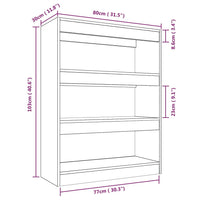 Libreria/Divisorio Grigio Cemento 80x30x103cm Legno Multistrato