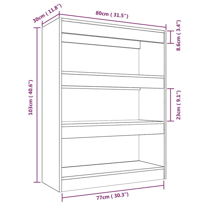 Libreria/Divisorio Bianco Lucido 80x30x103 cm Legno Multistrato 811706