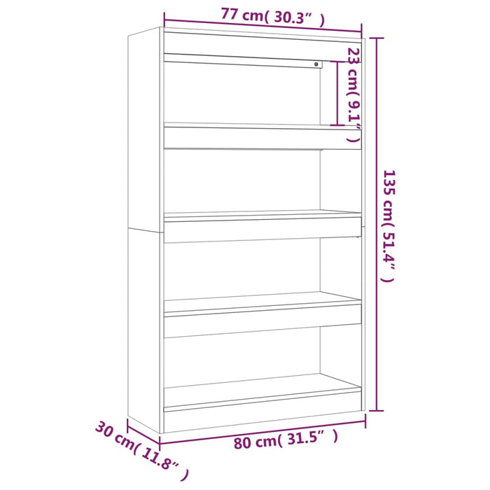 Libreria/Divisorio Grigio Cemento 80x30x135 cm in Truciolato