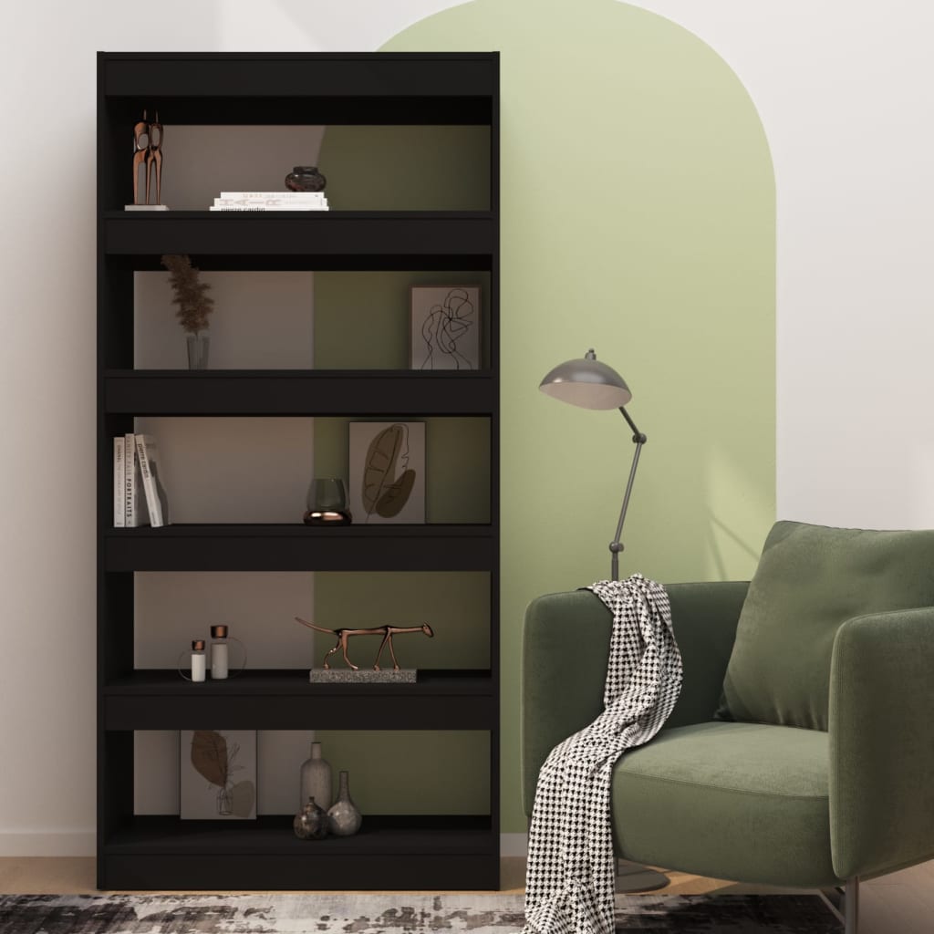 Libreria/Divisorio Nero 80x30x166 cm in Truciolato